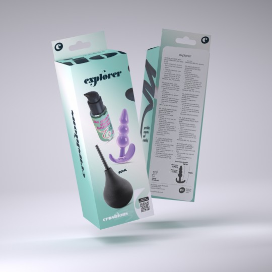 CRUSHIOUS EXPLORER ANAL DOUCHE 90ML WITH ANAL LUBRICANT 50ML AND THE PLUNGER ANAL PLUG