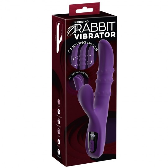 NODDING RABBIT VIBRATOR WITH 3 MOVING RINGS