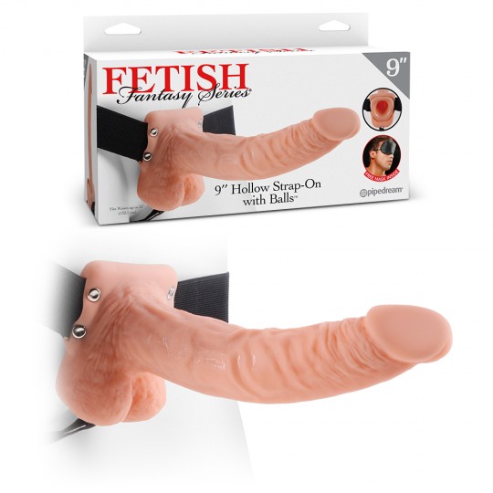 CAVO STRAP-ON CON TESTICOLI 9 " FETISH FANTASY SERIE BIANCO