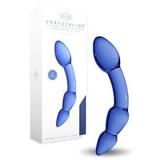 DILDO EM VIDRO SUPERIOR CHRYSTALINO AZUL