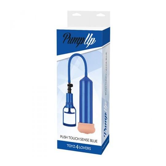 BOMBA PARA EL PENE CON MASTURBADOR PUSH TOUCH SENSE AZUL