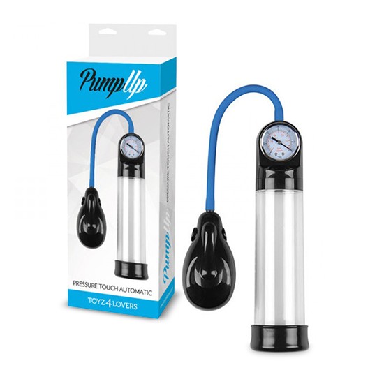BOMBA PARA EL PENE AUTOMÁTICA CON MEDIDOR PRESSURE TOUCH TRANSPARENTE