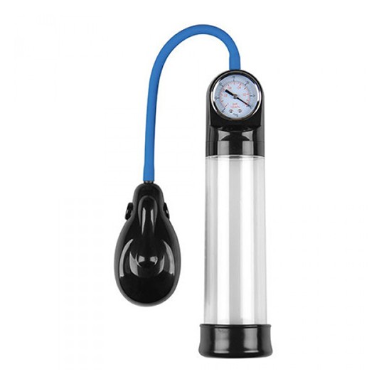 BOMBA PARA EL PENE AUTOMÁTICA CON MEDIDOR PRESSURE TOUCH TRANSPARENTE