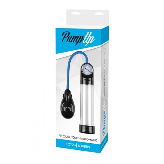 BOMBA PARA EL PENE AUTOMÁTICA CON MEDIDOR PRESSURE TOUCH TRANSPARENTE