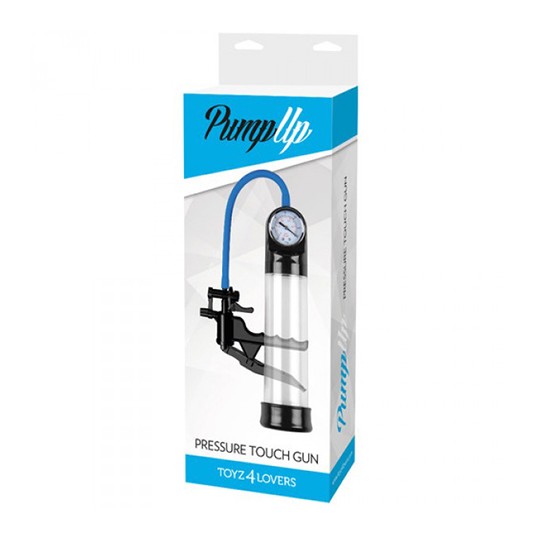 BOMBA PARA EL PENE CON MEDIDOR PRESSURE TOUCH GUNTRANSPARENTE