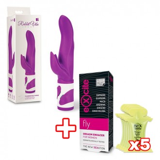 MAGIC RABBIT PACK SWOOP VIBRATOR PURPLE + ORGASM ENHACER + 5X KISSABLE LUBRICANT