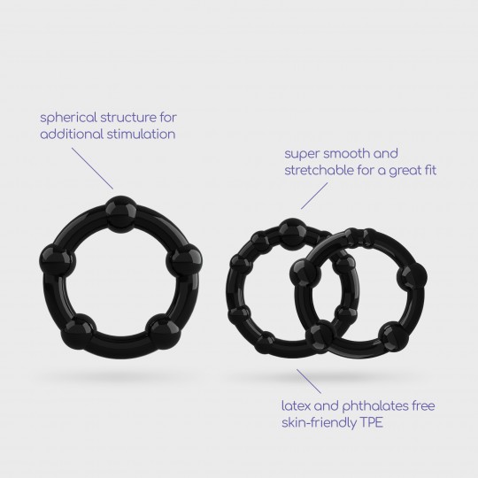 CRUSHIOUS NERO TRIPLE BEAD COCK RINGS SET