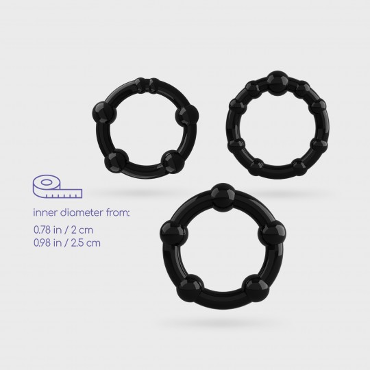 CRUSHIOUS NERO TRIPLE BEAD COCK RINGS SET