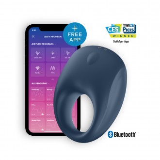 ANILLO VIBRADOR CON APP Y BLUETOOTH STRONG ONE RING SATISFYER AZUL