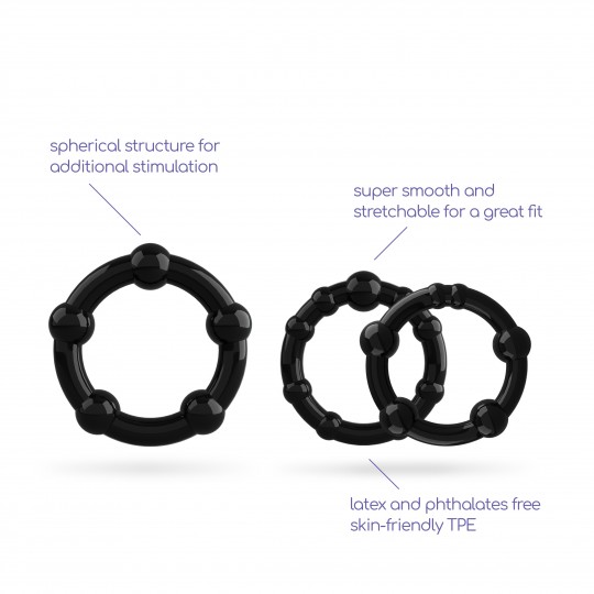 CRUSHIOUS NERO TRIPLE BEAD COCK RINGS SET