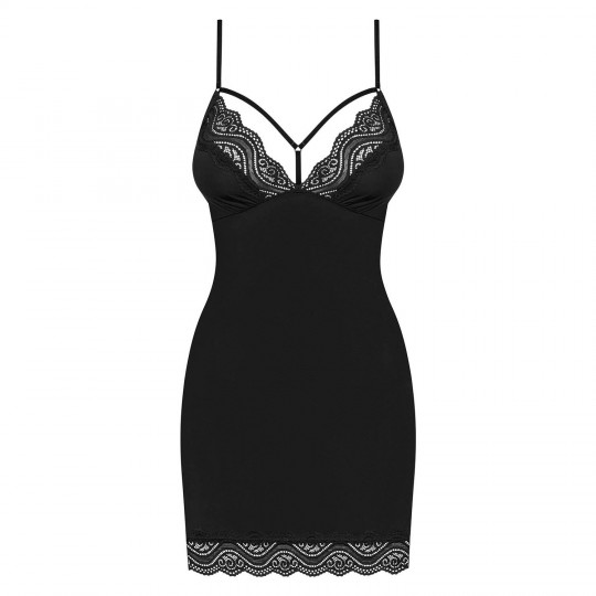 OBSESSIVE DIYOSA CHEMISE AND THONG BLACK