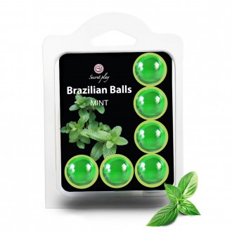 BOLAS LUBRIFICANTES BEIJÁVEIS BRAZILIAN BALLS SABOR A MENTA 6 x 4GR