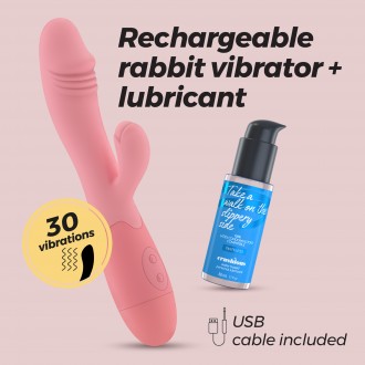 CRUSHIOUS JUPITER RECHARGEABLE RABBIT VIBRATOR PASTEL PINK WITH WATERBASED LUBRICANT INCLUDED