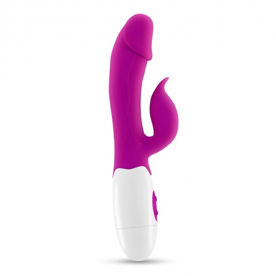 VIBRATORE CON STIMOLATORE CLITORIDE MOCHI VIOLA E LUBRIFICANTE A BASE D'ACQUA INCLUSO CRUSHIOUS