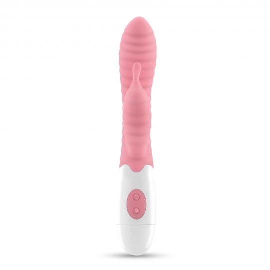 VIBRATORE CON STIMOLATORE CLITORIDE ROSA GUMMIE E LUBRIFICANTE A BASE D'ACQUA INCLUSO CRUSHIOUS