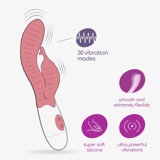 VIBRATORE CON STIMOLATORE CLITORIDE ROSA GUMMIE E LUBRIFICANTE A BASE D'ACQUA INCLUSO CRUSHIOUS