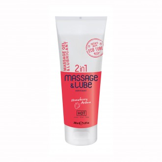 MASSAGGIO GEL E LUBRIFICANTE 2IN1 CON SAPORE DI FRAGOLA CALDO 200 ML