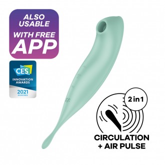 VIBRADOR TWIRLING PRO SATISFYER COM APLICAÇÃO CONNECT MENTA