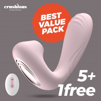 PACK 5 + 1 FREE CRUSHIOUS POOKIE + REMOTE CONTROLLED STIMULATOR PINK