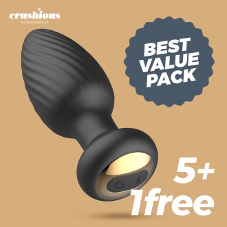 PACK 5 + 1 FREE CRUSHIOUS TWISTER ROTATING ANAL PLUG WITH REMOTE CONTROL
