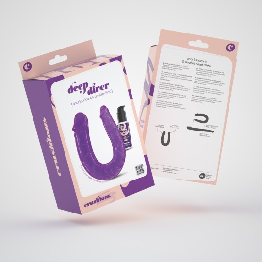 DEEP DIVER DOPPIO DILDO CON ANALE LUBRIFICANTE 50 ML CRUSHIOUS ROSA