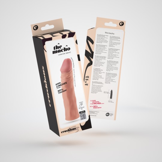 FUNDA DE PENE REALISTA CON EXTENSIÓN DE 2&quot; THE MACHO CRUSHIOUS