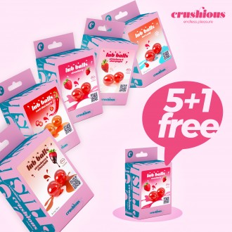 5 + 1 FREE ASSORTED LUB BALLS CRUSHIOUS WITH FREE STRAWBERRY FLAVOURED PACKAGING