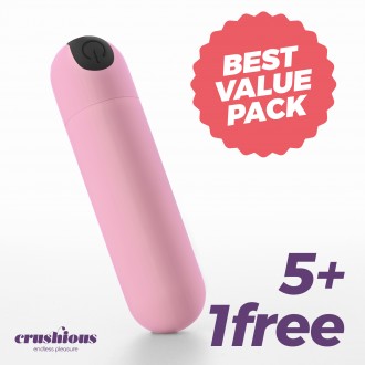 5 + 1 GRATUITO IMOAN BALA VIBRADORA RECARGABLE ROSA PASTEL CRUSHIOUS