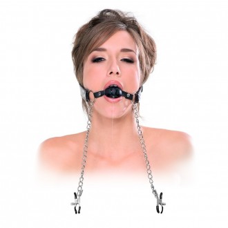 DELUXE BALL GAG AND NIPPLE CLAMPS