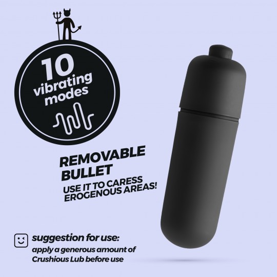 O-PET DIABLE AVEC VIBROMASSEUR BULLET À 10 VIBRATIONS NOIR CRUSHIOUS