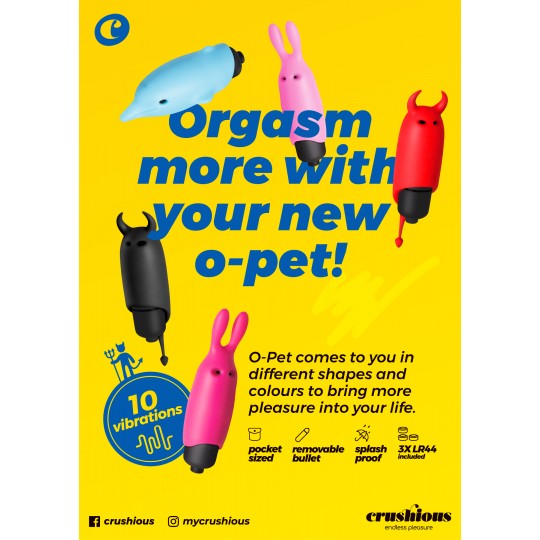 O-PET DAUPHIN AVEC VIBROMASSEUR BULLET À 10 VIBRATIONS BLEU