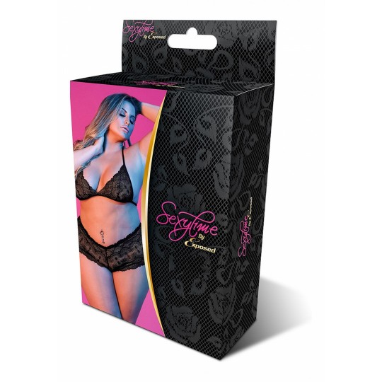 КОМПЛЕКТ ИЗ БЮСТГАЛЬТЕРА-ТРЕУГОЛЬНИКА И ТРУСОВ-СЛИПОВ ЧЕРНЫЙ