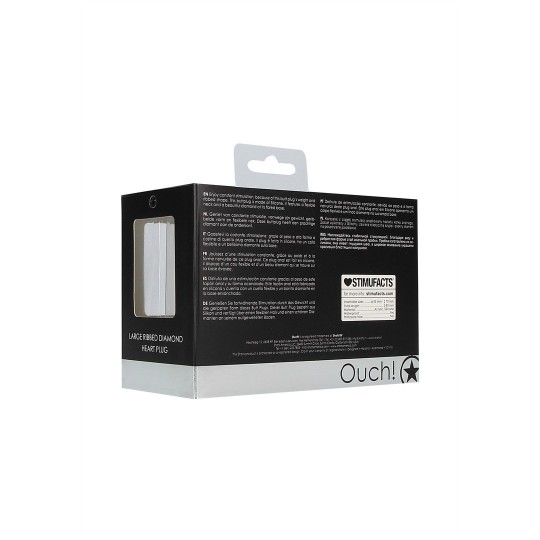 РЕБРИСТАЯ ЗАГЛУШКА С БРИЛЛИАНТОВЫМ СЕРДЦЕМ - БОЛЬШАЯ