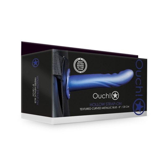 ТЕКСТУРИРОВАННЫЙ ИЗОГНУТЫЙ ПОЛЫЙ СТРАПОН - 8 / 20 СМ