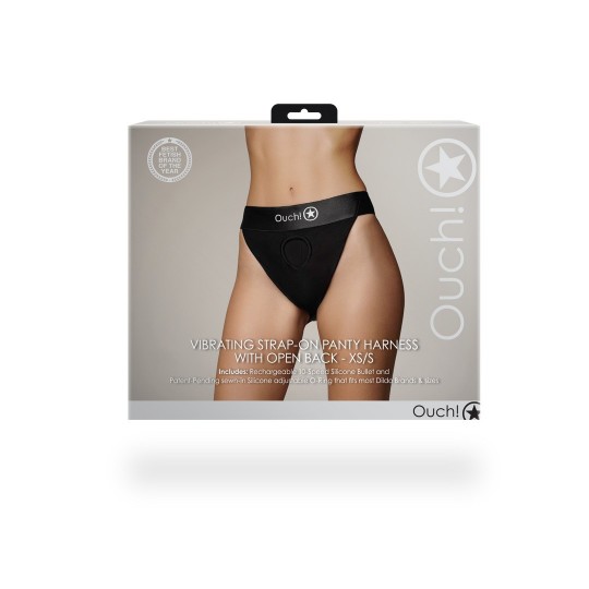 ВИБРИРУЮЩИЕ СТРАПОН-ТРУСИКИ С ОТКРЫТОЙ СПИНОЙ - ЧЕРНЫЙ